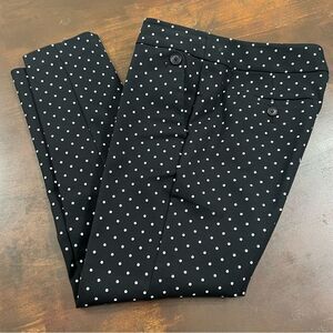 LOFT Marisa Skinny Stretch Dress Pants Polka Dots Sz 6P Formal work Black white